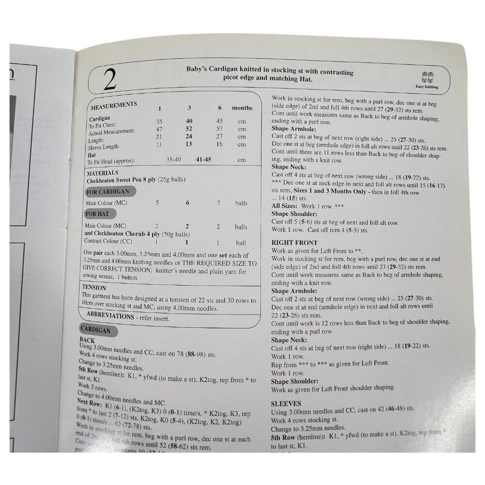 2 Cleckheaton Yarn baby Knitting Pattern Pamphlets Sweaters Hats Dress 1-6 & 0-9 - Picture 3 of 10